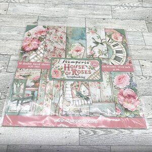 Brand New Stamperia House of Roses 12x12 Double Faced Scrapbook Paper Pad 10 sht